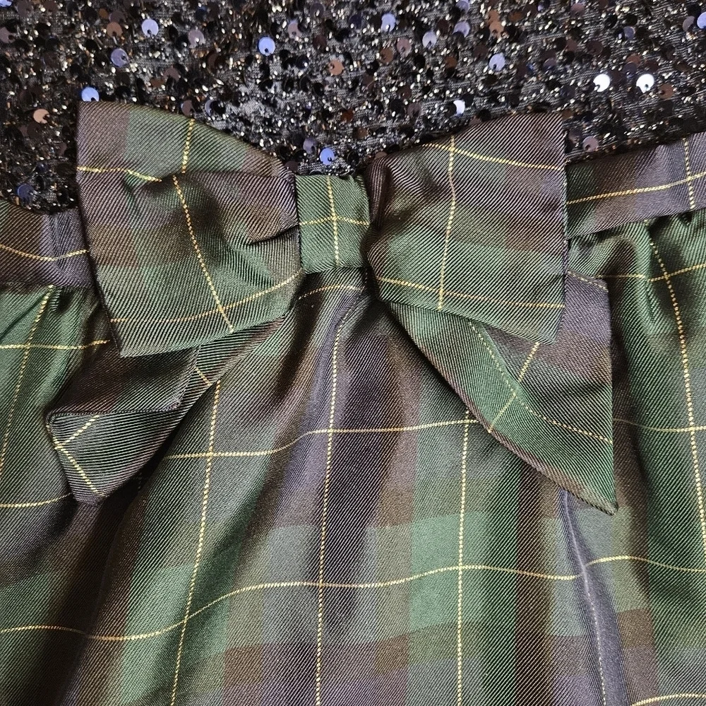 The Children's Place Girls Blue Sequined Top And Green Plaid Bottom Dress Size 8